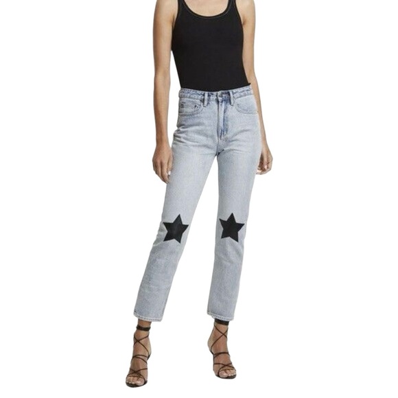 Ksubi Jeans Nine O Lucky Star High Rise Slim Staight Ankle Cropped Medium Wash - Picture 2 of 12